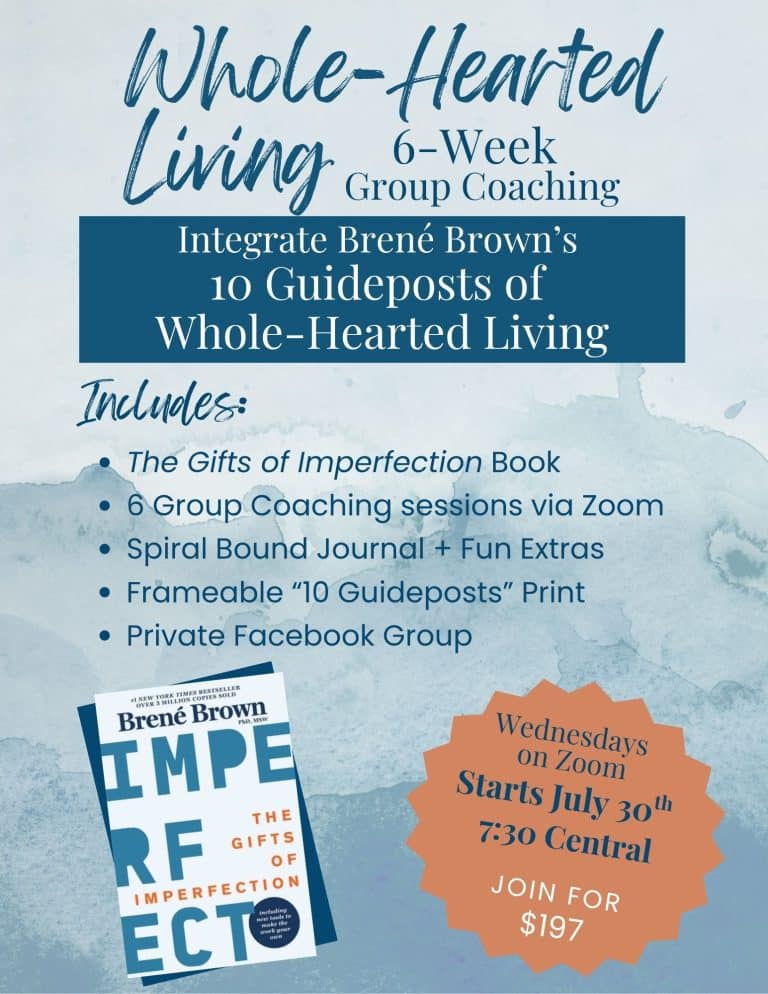July 30, 2025, Whole-hearted Living 6-week group coaching